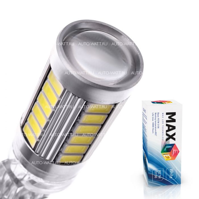 Светодиодная лампа P27W 3156 – Max-Road 33Led Линза 13W Белая