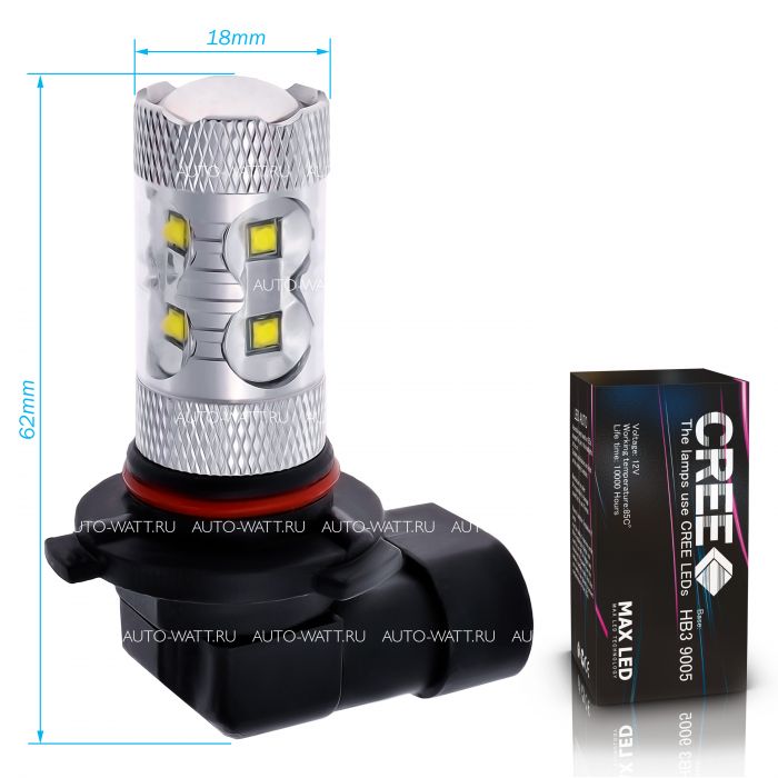 Светодиодная лампа HB3 9005 – 10 CREE 50W Линза