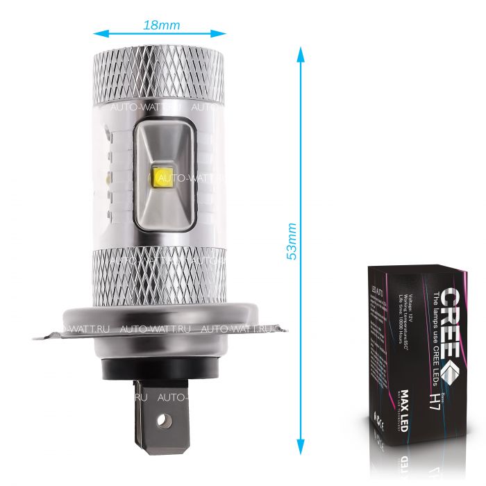 Светодиодная лампа H7 – 6 CREE XB 30W