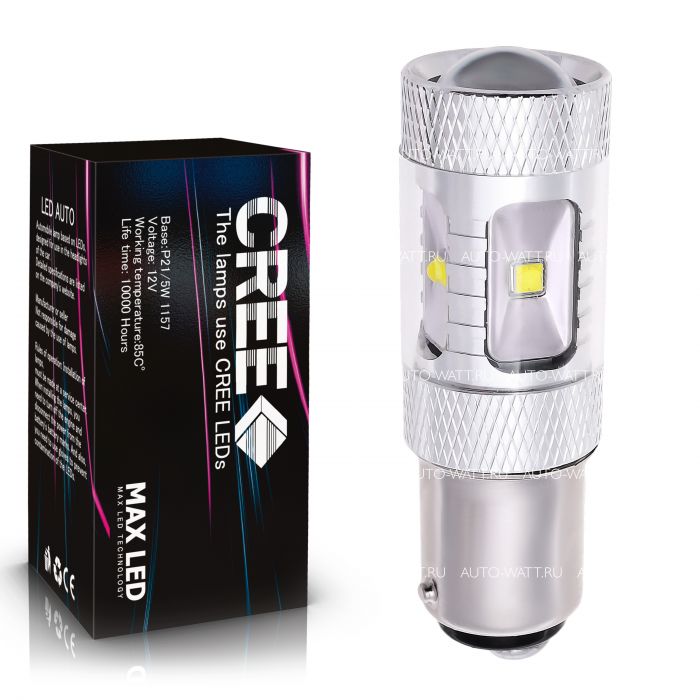 Светодиодная лампа P21W 1156 – 6 CREE XB 30W Белая