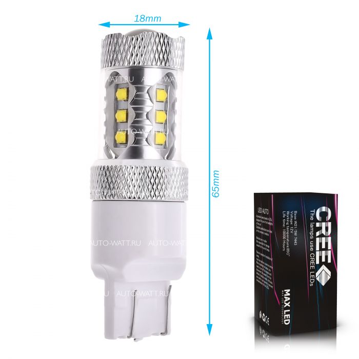 Светодиодная лампа W21/5W 7443 – 16 CREE 80W Белая