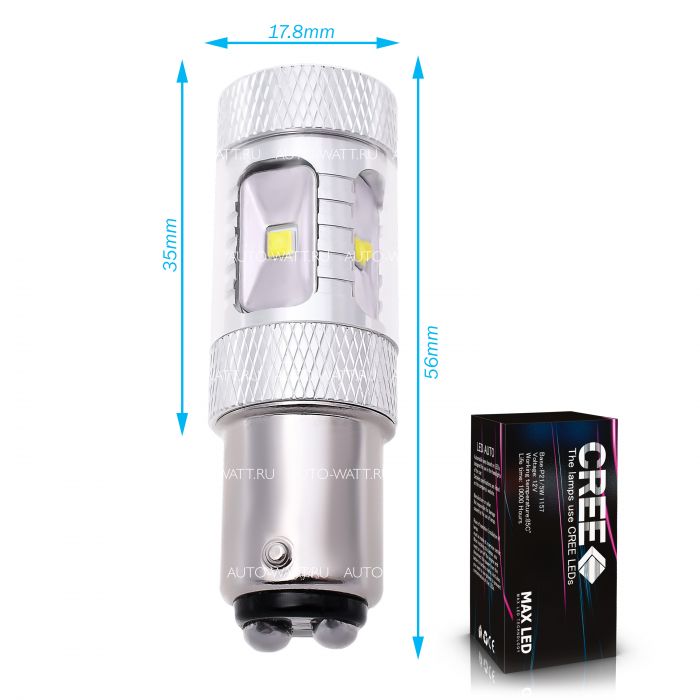 Светодиодная лампа P21W 1156 – 6 CREE XB 30W Белая
