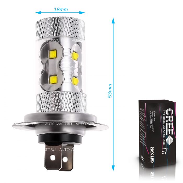 Светодиодная лампа H7 – 10 CREE 50W