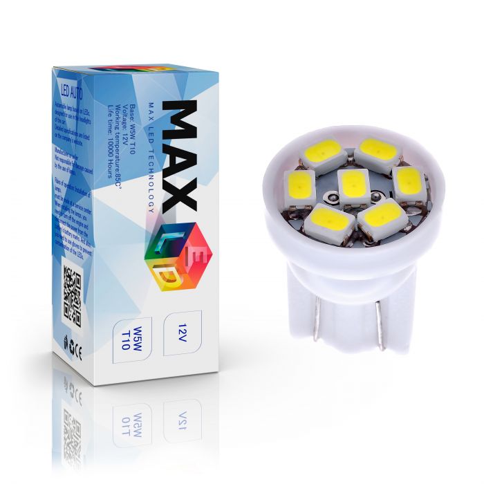 Светодиодная лампа T10 W5W – Max-2820 7Led 0.7W Белая