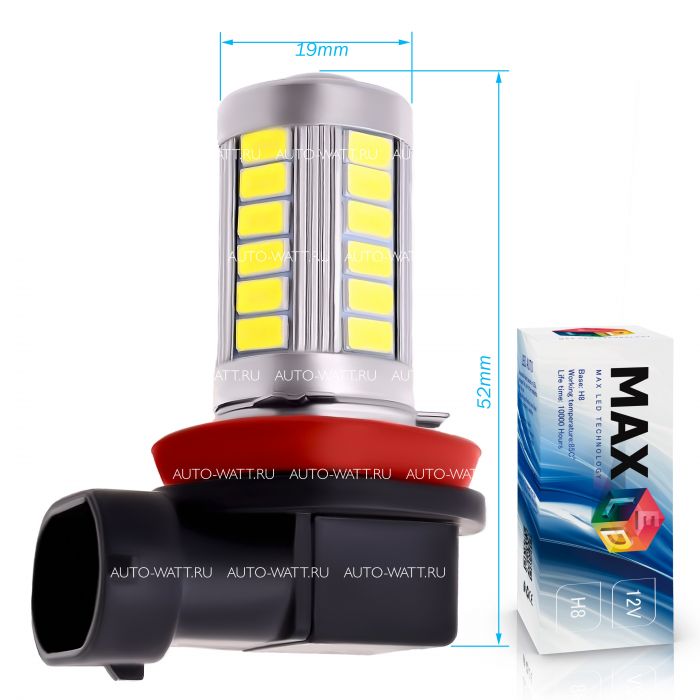 Светодиодная лампа H8 – Max-Road 33Led Линза 13W