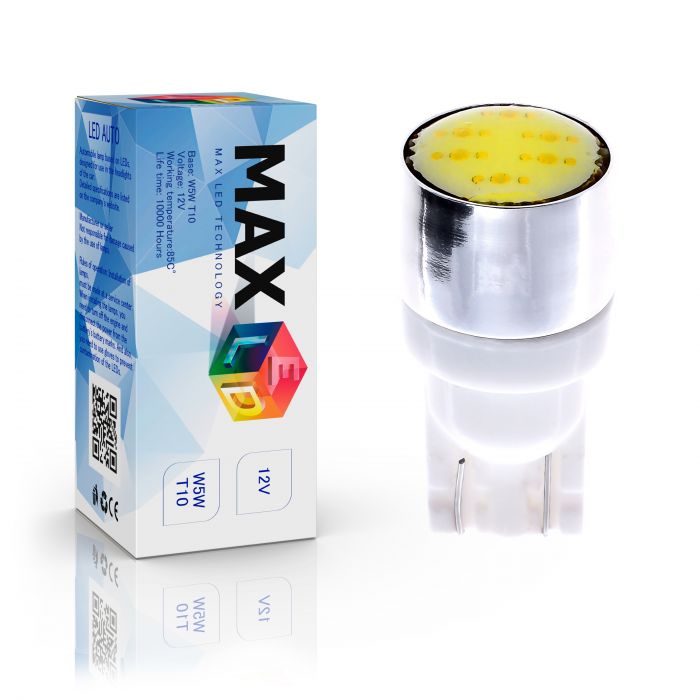 Светодиодная лампа T10 W5W – Max-COB 1Led 2W Белая