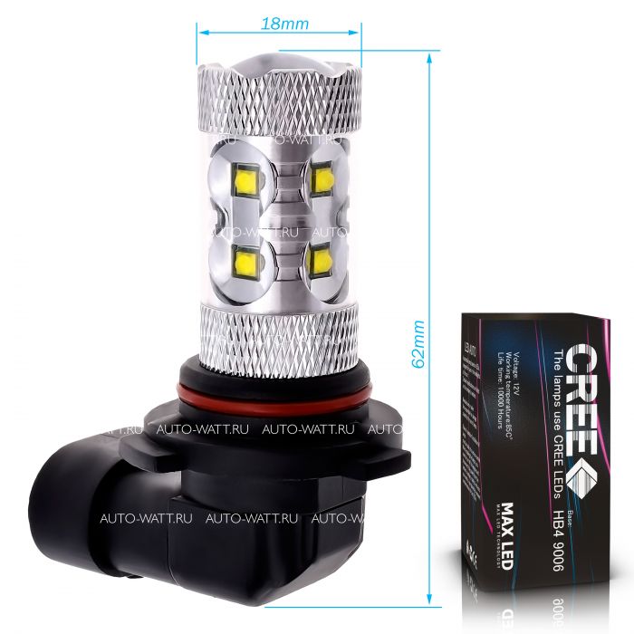 Светодиодная лампа HB4 9006 – 10 CREE 50W Линза
