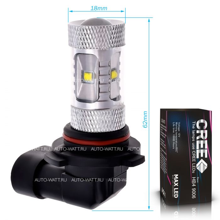 Светодиодная лампа HB4 9006 – 6 CREE XB 30W Линза