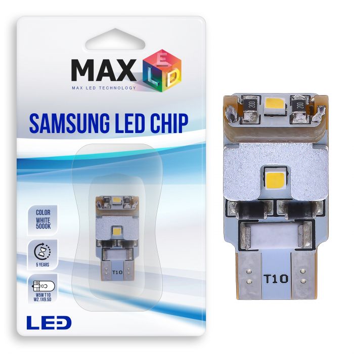 Светодиодная лампа W5W T10 – Max-Samsung Chip 3Led 3Вт Обманка (1шт)
