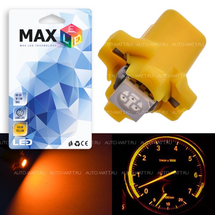 Светодиодная лампа T5 B8.5D – 1 SMD5050 0.24W Желтая