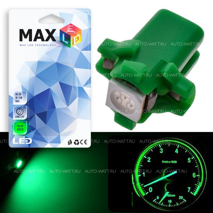 Светодиодная лампа T5 B8.5D – 1 SMD5050 0.24W Зеленая