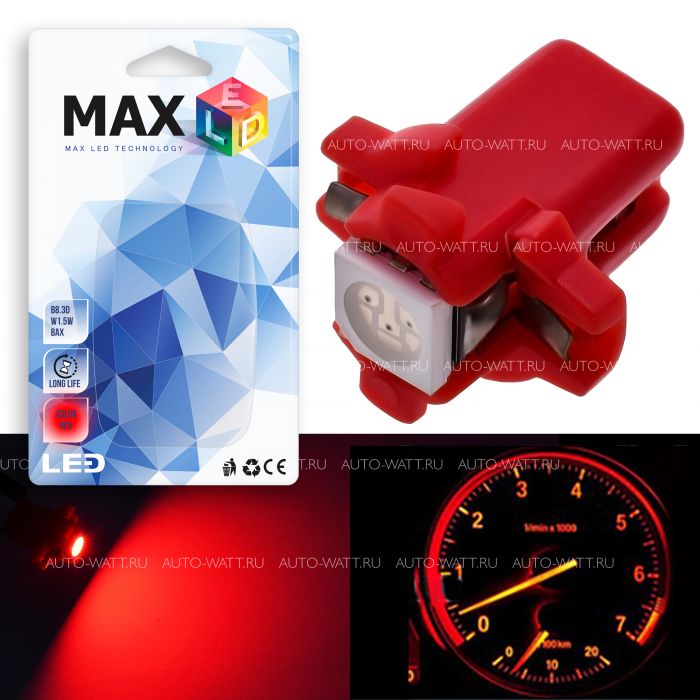 Светодиодная лампа T5 B8.5D – 1 SMD5050 0.24W Красная