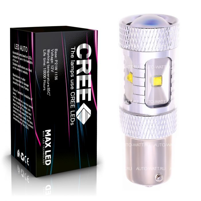 Светодиодная лампа P21W 1156 – 6 CREE XB 30W Белая