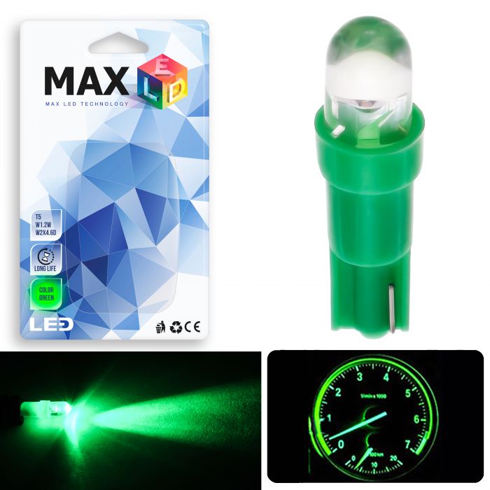 Светодиодная лампа T5 – 1 Dip-Led 0.1W Зеленая