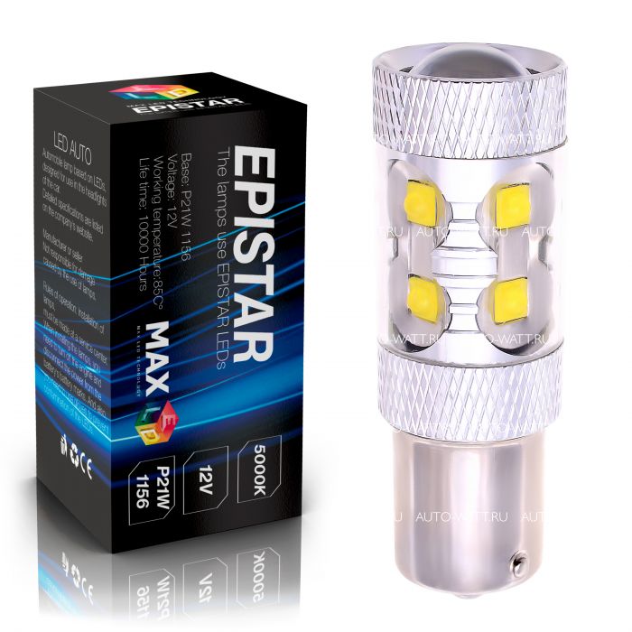 Светодиодная лампа P21W 1156 – 10 EPISTAR 50W Белая