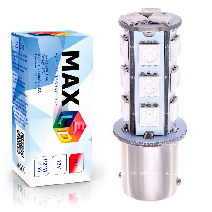 Светодиодная лампа P21W 1156 – 18 SMD5050 4.32W Красная