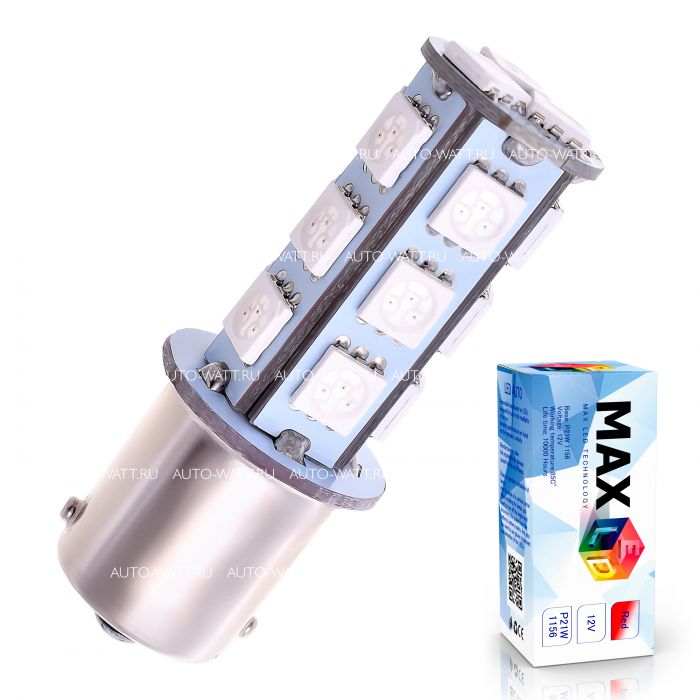 Светодиодная лампа P21W 1156 – 18 SMD5050 4.32W Красная