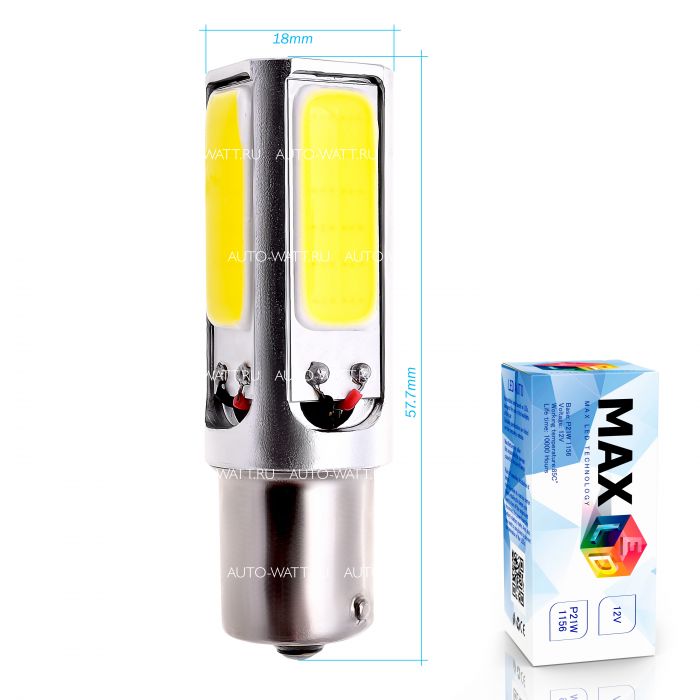 Светодиодная лампа P21W 1156 –  Max-COB 4Led 8W Белая
