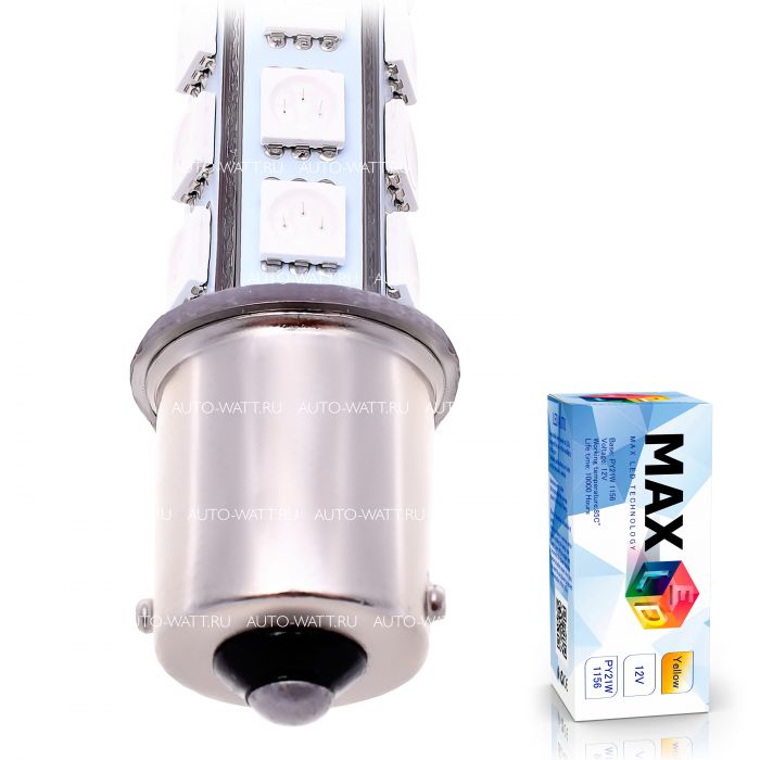 Светодиодная лампа P21W 1156 – 18 SMD5050 4.32W Желтая