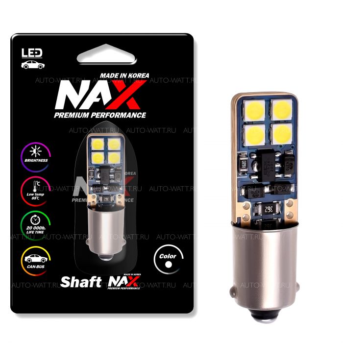 Светодиодная автолампа T4W BA9S - NAX Shaft LG 8W Белая (1шт)